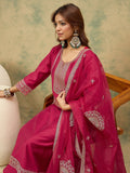 Zari Embroidered A Line Kurta With Trouser & Dupatta