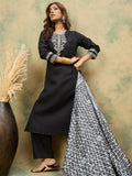 Thread Embroidered Kurta With Trouser & Dupatta