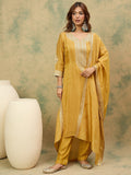 Zari Embroidered Yoke Kurta With Trouser And Dupatta
