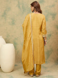 Zari Embroidered Yoke Kurta With Trouser And Dupatta