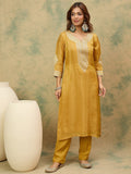 Zari Embroidered Yoke Kurta With Trouser And Dupatta