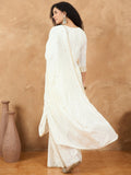 Zari Embroidered Yoke Kurta With Pant And Dupatta