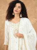 Zari Embroidered Yoke Kurta With Pant And Dupatta