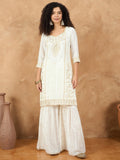 Zari Embroidered Yoke Kurta With Pant And Dupatta