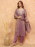 Zari Embroidered Yoke Kurta With Pant And Dupatta
