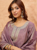Zari Embroidered Yoke Kurta With Pant And Dupatta