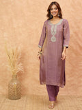 Zari Embroidered Yoke Kurta With Pant And Dupatta