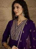 Varanga Women Zari Embroidered Yoke Kurta With Trouser & Sequins Detailed Dupatta