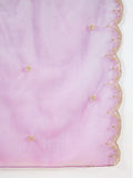 Zari Embroidered Yoke Kurta With Trousers & An All Over Embodiery Detailed Dupatta