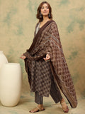 Geometric Printed V-Neck Kurta With Trouser & Dupatta