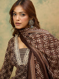 Geometric Printed V-Neck Kurta With Trouser & Dupatta