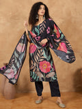 Bold Floral Printed Kurta With Trouser & Dupatta