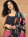 Bold Floral Printed Kurta With Trouser & Dupatta