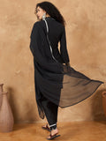 Kurta Set With 3D Work On The Sleeves Paired With Solid Trousers And Dupatta