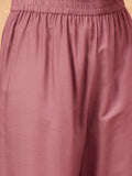 Varanga Women Mauve Woven Design Sleeveless Kurta, Paired With Solid Bottom.