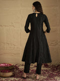 Varanga Women Black Lurex Crepe Anarkali Kurta With Trousers.