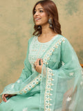 Varanga Women Ethnic Motifs Embroidered Thread Work Kurta with Trousers & With Dupatta