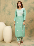 Varanga Women Ethnic Motifs Embroidered Thread Work Kurta with Trousers & With Dupatta