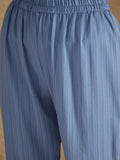 Varanga Women Blue Straight Kurta With Tonal Bottom & Dupatta