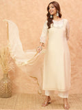 Varanga Women Zari Embroidered And Sequence Embellished With Organza Detailed Kurta With Bottom And Dupatta