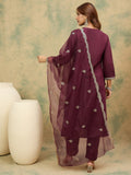 Zari Embroidered Straight Kurta With Trouser & Dupatta