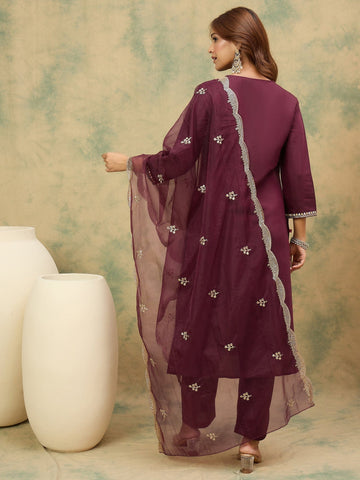 Zari Embroidered Straight Kurta With Trouser & Dupatta