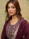 Zari Embroidered Straight Kurta With Trouser & Dupatta