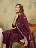 Zari Embroidered Straight Kurta With Trouser & Dupatta