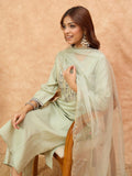 Varanga Women-Thread & Sequin Embroidered Yoke Kurta With Trouser & Scallop Dupatta