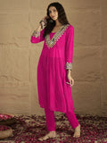 Varanga Women Graceful Beige Kurta Set Featuring Gota Patti Detailing, Paired With Solid Trousers
