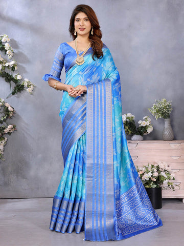 Ethnic Motifs Zari Woven Design Banarasi Saree