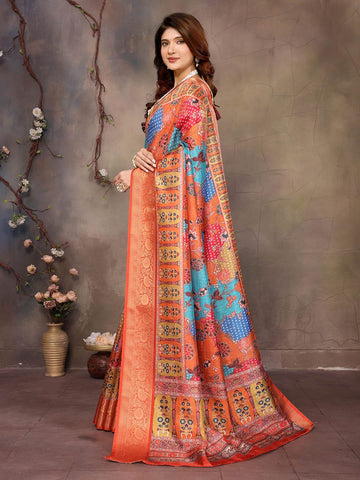 Ethnic Motifs Zari Woven Design Banarasi Saree