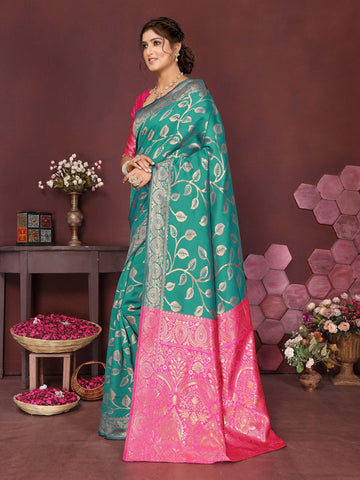 Varanga Women Banarasi Saree With Blouse Piece