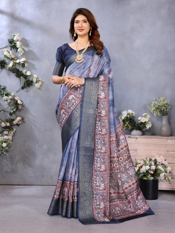 Ethnic Motifs Zari Woven Design Banarasi Saree