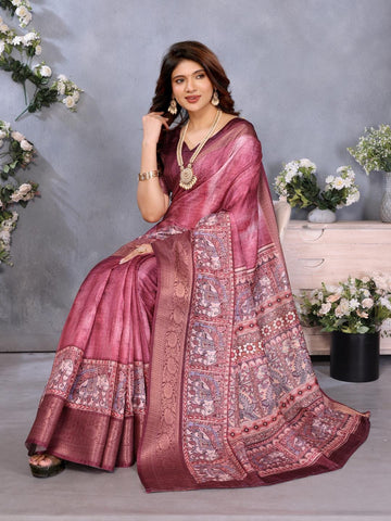 Ethnic Motifs Zari Woven Design Banarasi Saree