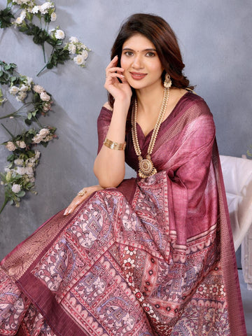 Ethnic Motifs Zari Woven Design Banarasi Saree