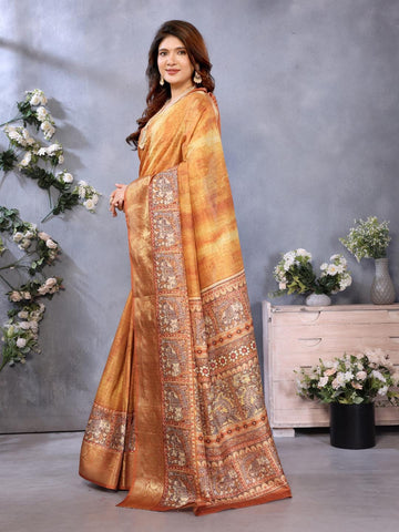 Ethnic Motifs Zari Woven Design Banarasi Saree