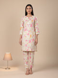 KSUT Women Off White Floral Printed Kurta With Bottom