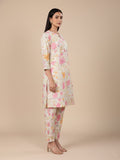 KSUT Women Off White Floral Printed Kurta With Bottom