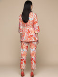 KSUT Women Rust Abstract Printed Top Paired With Tonal Printed Bottom