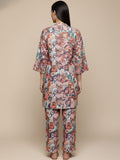 KSUT Women Beige Floral Printed Tunic Paired With Tonal Bottom