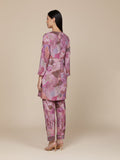KSUT Women Purple Abstract Printed V-Neck A-Line Kurta Paired With Tonal Bottom