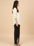 KSUT Women Black And White Co-Ord Set With Thread Work And Sequins Highlighting