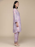 KSUT Women Lavender Abstract Printed V-Neck A-Line Kurta Paired With Tonal Bottom