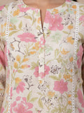 KSUT Women Off White Floral Printed Kurta With Bottom