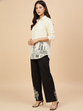 KSUT Women Black And White Co-Ord Set With Thread Work And Sequins Highlighting