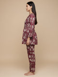 KSUT Women Purple Floral Printed Kurta Paired Ith Printed Bottom