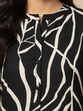KSUT Women Black & White Abstract Printed Straight Kurta Paired With Tonal Printed Bottom