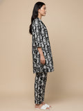 KSUT Women Black And White Paisley Printed Cotton Co-Ords