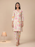 KSUT Women Off White Floral Printed Kurta With Bottom